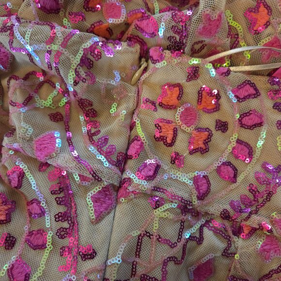 Free People show off mini sequin dress pink tan Size 10 - Picture 11 of 11